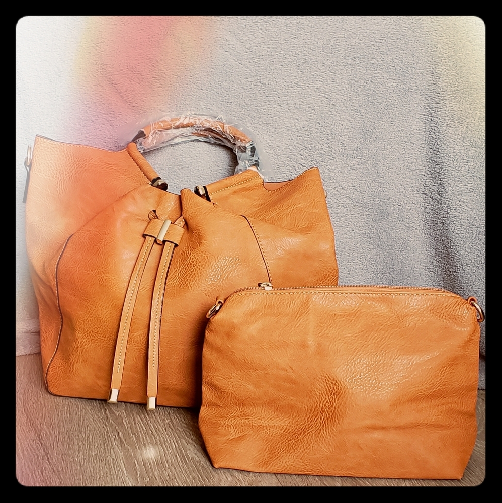Cognac 2 in 1 Hoop Handle Satchel